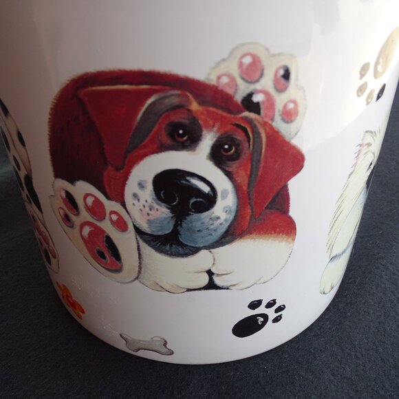 Vintage Dog Cookie Jar 9"Tx6.25"W with Paw Prints & Bones - Picture 8 of 12